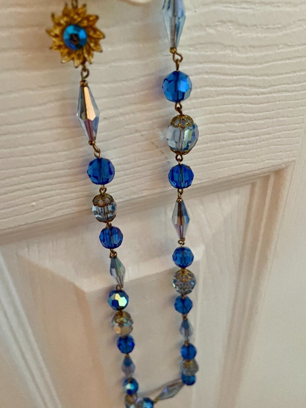 Blue and Crystal Faceted Glass Beads